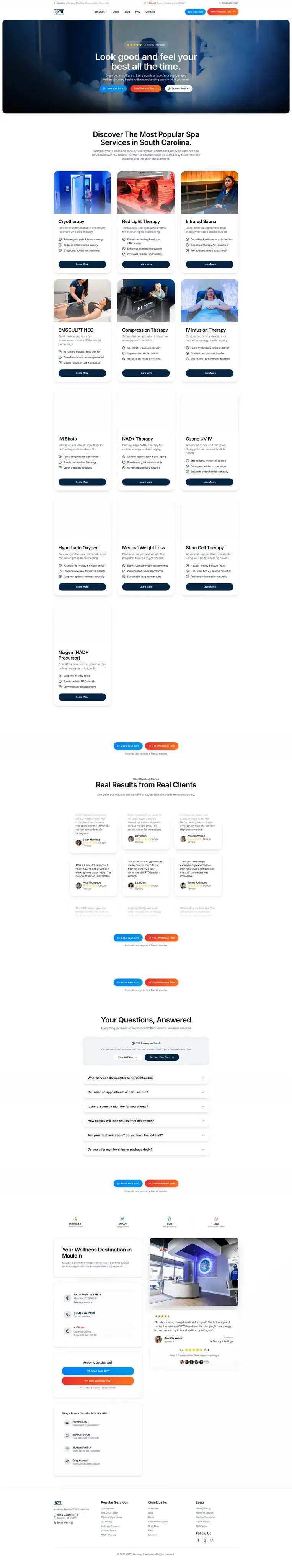 iCRYO Cryotherapy + iV Therapy + Body Sculpting + Red Light Therapy in Mauldin, SC